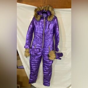 Purple Snowsuit with Fur Trim Down Filling!